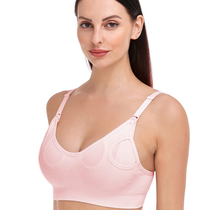 GXXGE Nursing Bra Support Pumping Bra Hands Free All in One Maternity Bra Comfortable Breast No Pad Pumps Bra