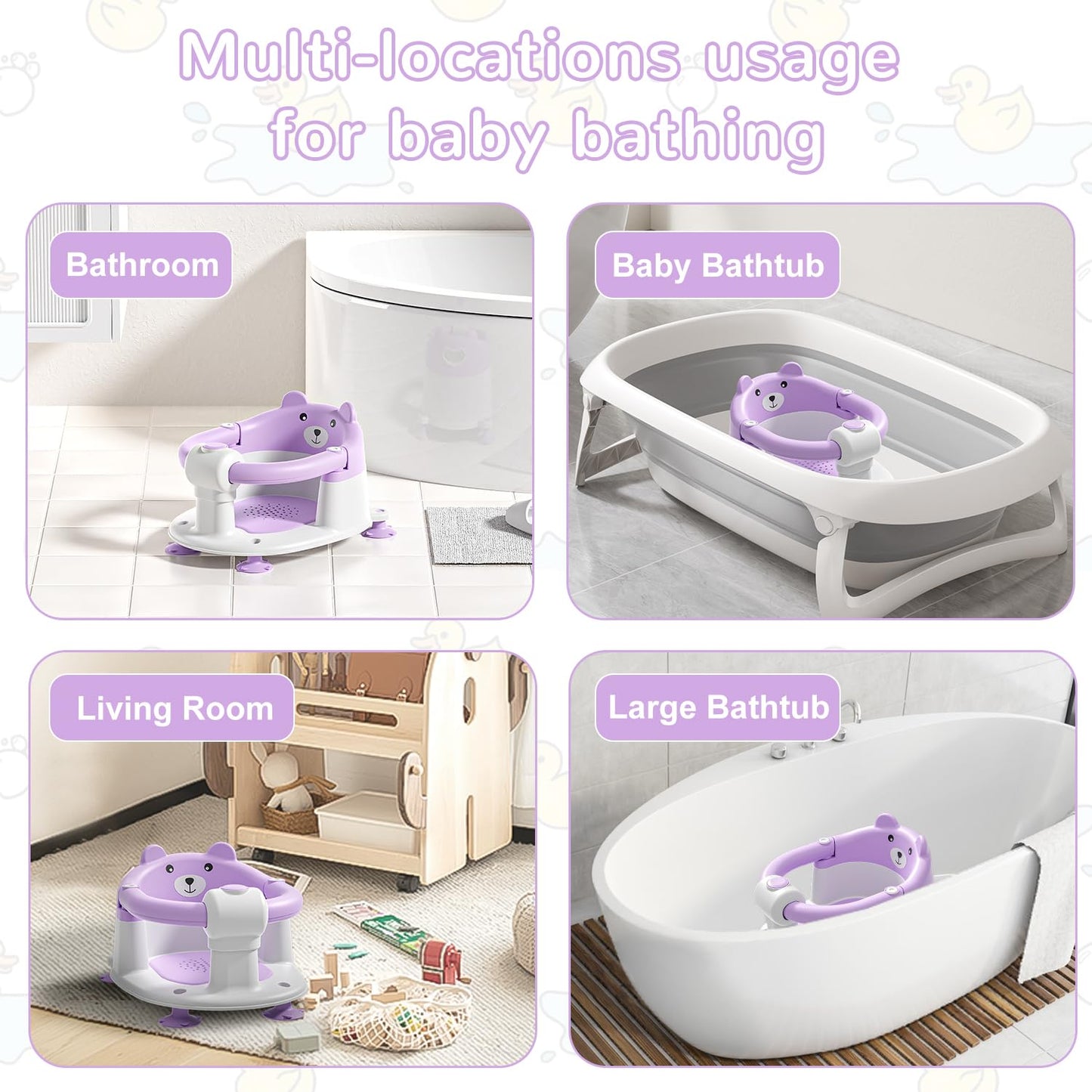 Baby Bath Seat for Babies 6 Months & up, Non-Slip Toddler Bath Seats for Babies Sitting Up, Safe Infant & Newborn Bathtub Chair with 4 Suction Cups & Soft Cushion for Shower,Blue