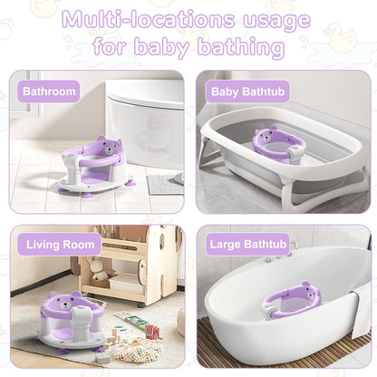 Baby Bath Seat for Babies 6 Months & up, Non-Slip Toddler Bath Seats for Babies Sitting Up, Safe Infant & Newborn Bathtub Chair with 4 Suction Cups & Soft Cushion for Shower,Blue