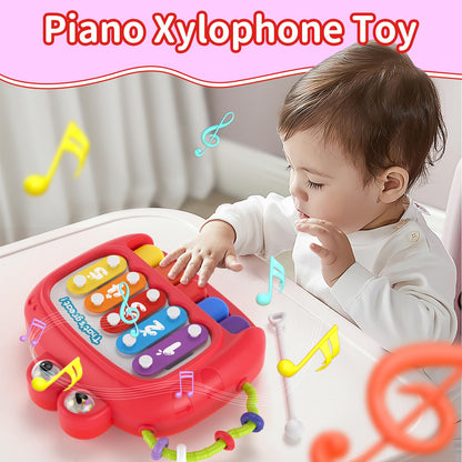 usrela 4 in 1 Baby Toys for 6 12 18 Month, Learning Toys for Babies 6-12 Months, Busy Cube, Stacking Sorter, Piano Xylophone Pull String Travel Toy, Birthday Gifts for Toddlers 1 2 Years Old
