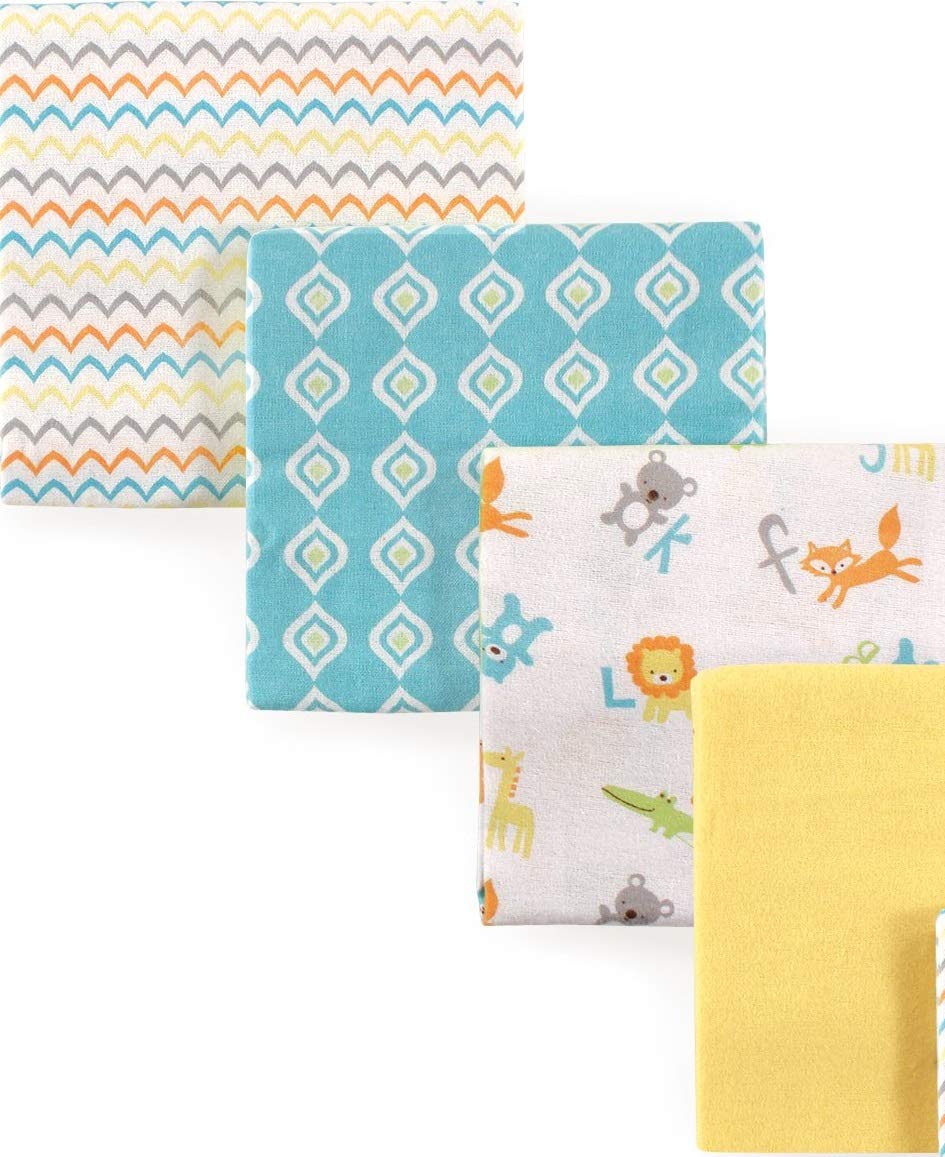 Luvable Friends Unisex Baby Cotton Flannel Receiving Blankets, Rainbow 7-Pack, One Size