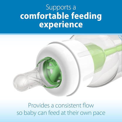 Dr. Brown's Natural Flow Anti-Colic Options+ Narrow Baby Bottle, 8 oz/250 mL, with Level 1 Slow Flow Nipples, 0m+, 4 Pack