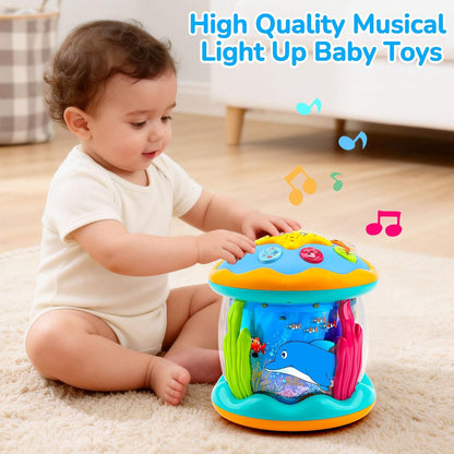 Baby Toys 6-12 Months Ocean Projector Rotating Musical Light Up Tummy Time Toys for Infant 0-6 3-6 Months Baby Aquarium Crawling Toys 4 5 6 7 8 9 12-18 Months Boy Girl 1 Year Old Birthday Shower Gifts