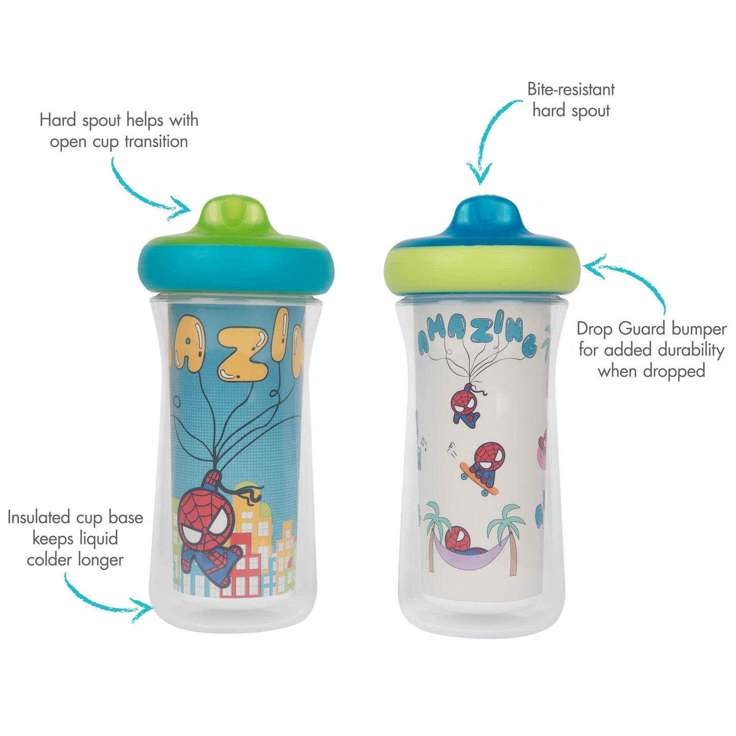The First Years Disney Minnie Mouse Insulated Sippy Cups - Insulated Toddler Cups with Bite-Resistant Hard Spout - 9 Ounces - 2 Count
