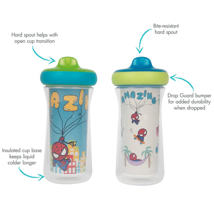 The First Years Disney Minnie Mouse Insulated Sippy Cups - Insulated Toddler Cups with Bite-Resistant Hard Spout - 9 Ounces - 2 Count