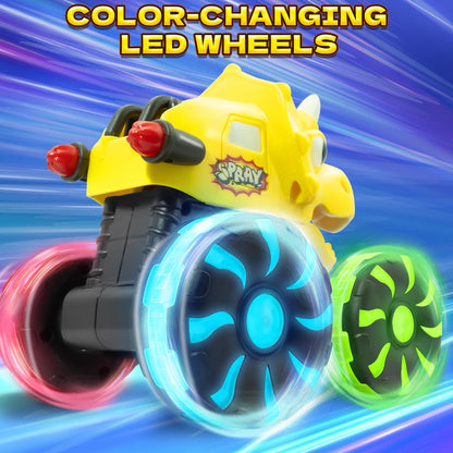 Intoypad 3 Pack Dinosaur Car Toys for Kids Toddlers, Light up Wheels Monster Truck Toys for Boys 2 3 4 5 6 7 8 Years Old Christmas Birthady Gifts Press & Go Dino Trucks Toy for Toddler Boy Baby