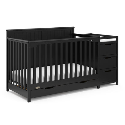 Graco Hadley 5-in-1 Convertible Crib & Changer – GREENGUARD Gold Certified, Fits Standard Crib Mattress, Converts to Toddler Bed and Full Bed, 4 Adjustable Mattress Heights (Pebble Gray)