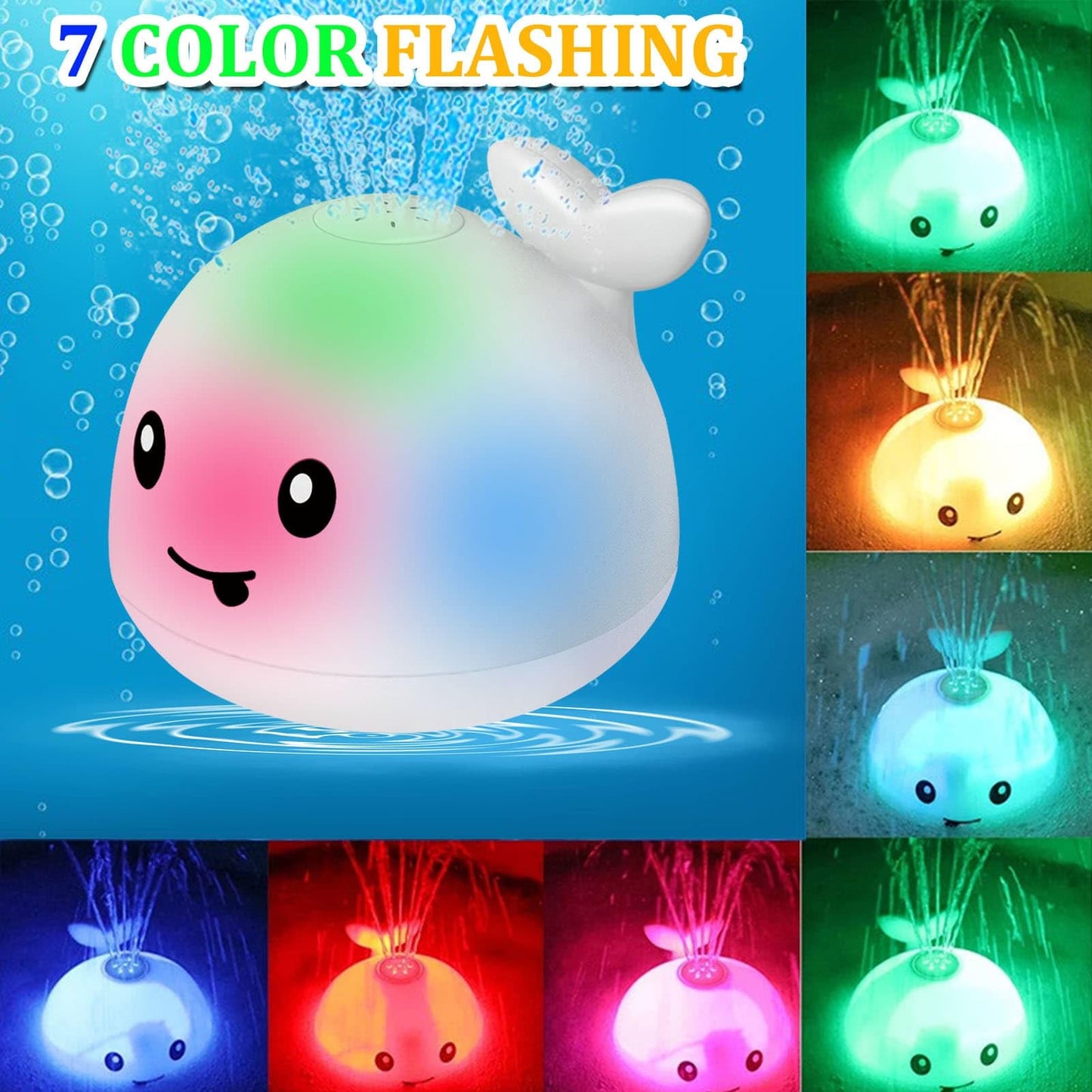 Toddla Whale Bath Toy Sprinkler - Water Pool Toys for Toddlers 1-3, Light Up Floating Baby Bath Toys, Birthday Gift for 1 2 3 4 5 Year Old Boys Girls,, Water Sensory Toys for Kids