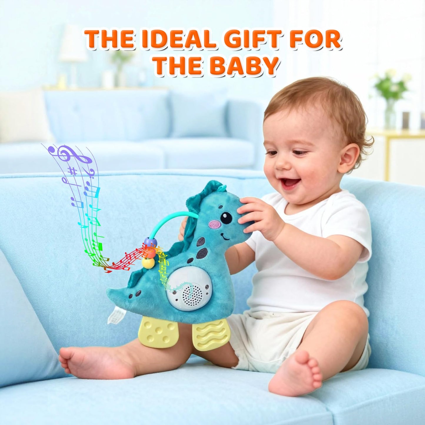 Baby Musical Activity Soft Toys with Sound & Light, Sensory Toys for Infant Developmental with Teether, Rattle and Textures, Soft Plush Toy for Newborn Gift 6 to 12 Months (Pink Unicorn)