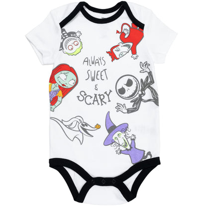 Disney Nightmare Before Christmas Sally Jack Skellington Baby Girls 5 Pack Bodysuits Newborn to Infant