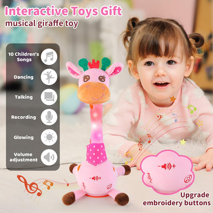 Emoin Dancing Talking Giraffe Baby Toy, Adjustable Volume Baby Giraffe Toys Singing 10 Children's Songs Singing Mimicking Recording Repeating What You Say for Toddlers