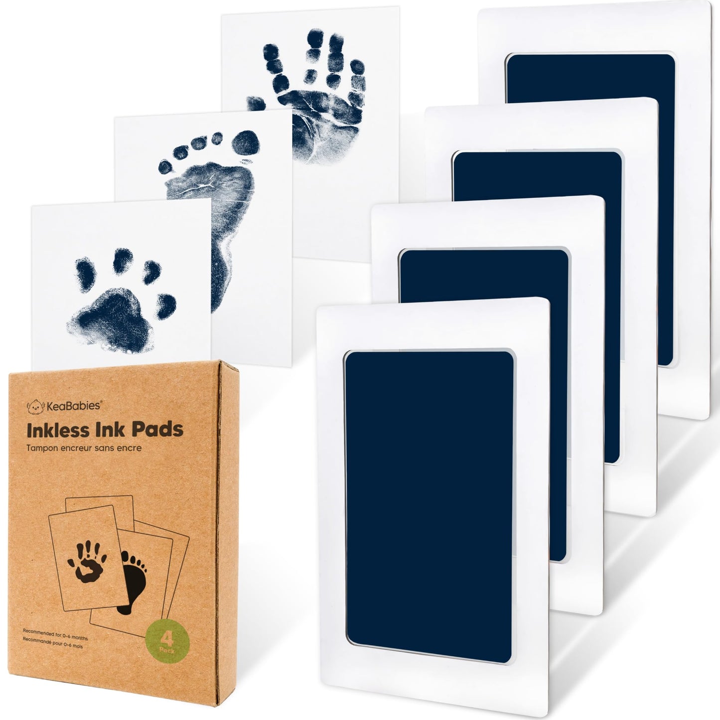 4-Pack Inkless Baby Hand and Footprint Kit - Mess Free Ink Pad for Newborn Keepsake, Dog Nose & Paw Print Kit, Clean Touch Ink Pad for Baby Hand & Footprints, First Mother's Day (Jet Black)
