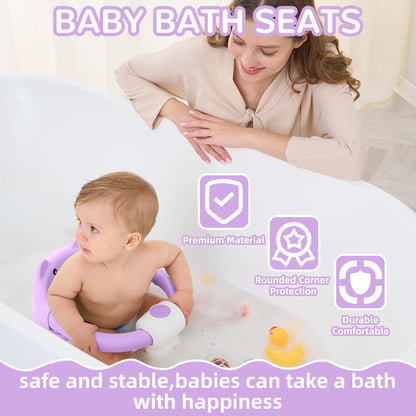 Baby Bath Seat for Babies 6 Months & up, Non-Slip Toddler Bath Seats for Babies Sitting Up, Safe Infant & Newborn Bathtub Chair with 4 Suction Cups & Soft Cushion for Shower,Blue