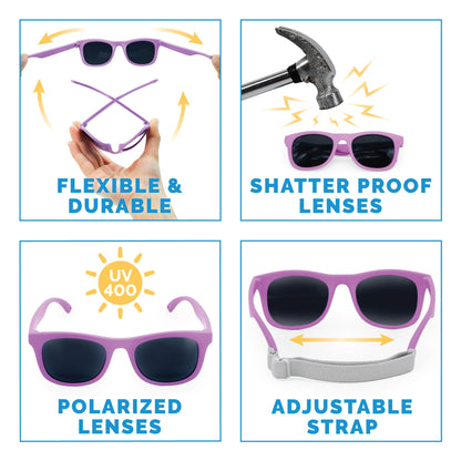 JAN & JUL Baby Toddler Kids’ Flexible UV-400 Polarized Sun-glasses with Strap for Girls Boys