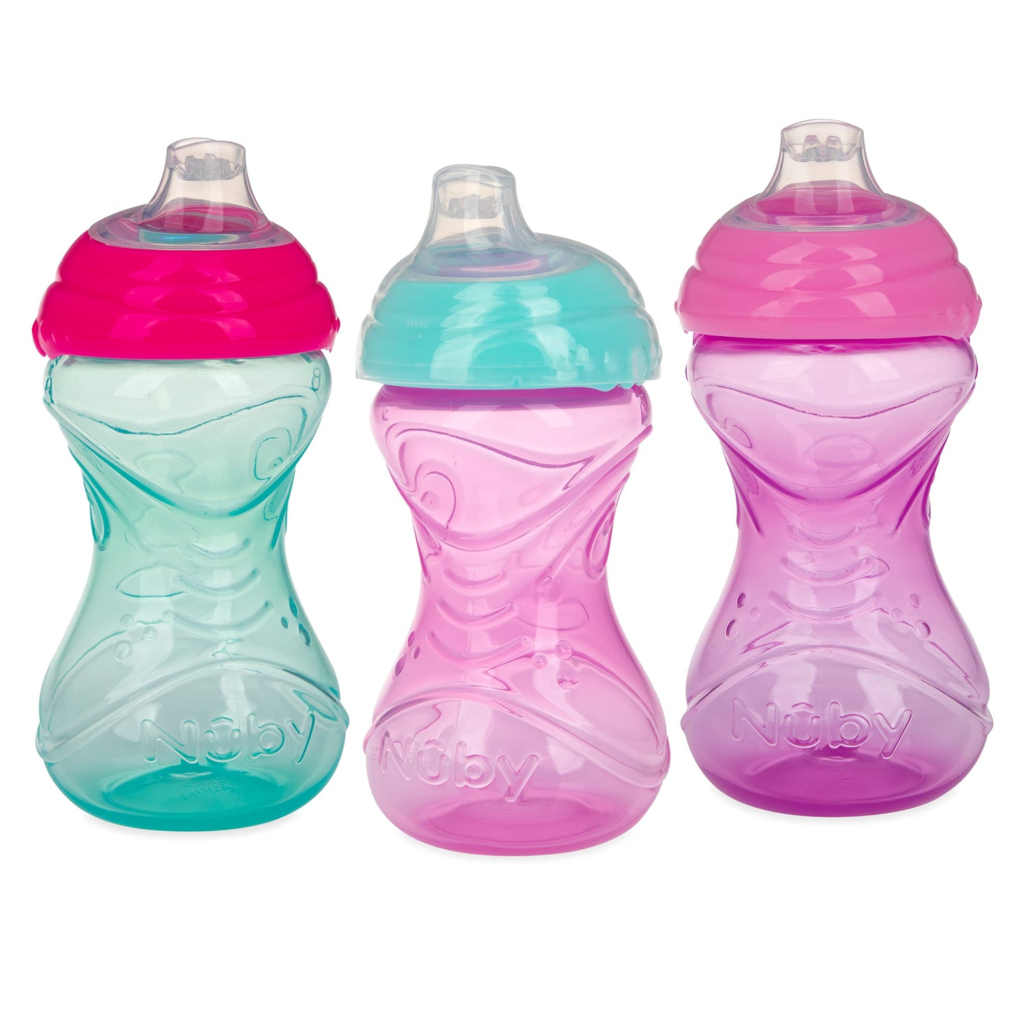 Nuby Clik-It Soft Spout No-Spill Easy Grip Sippy Cup - (3-Pack) 10 Oz - 6+ Months - Neutral