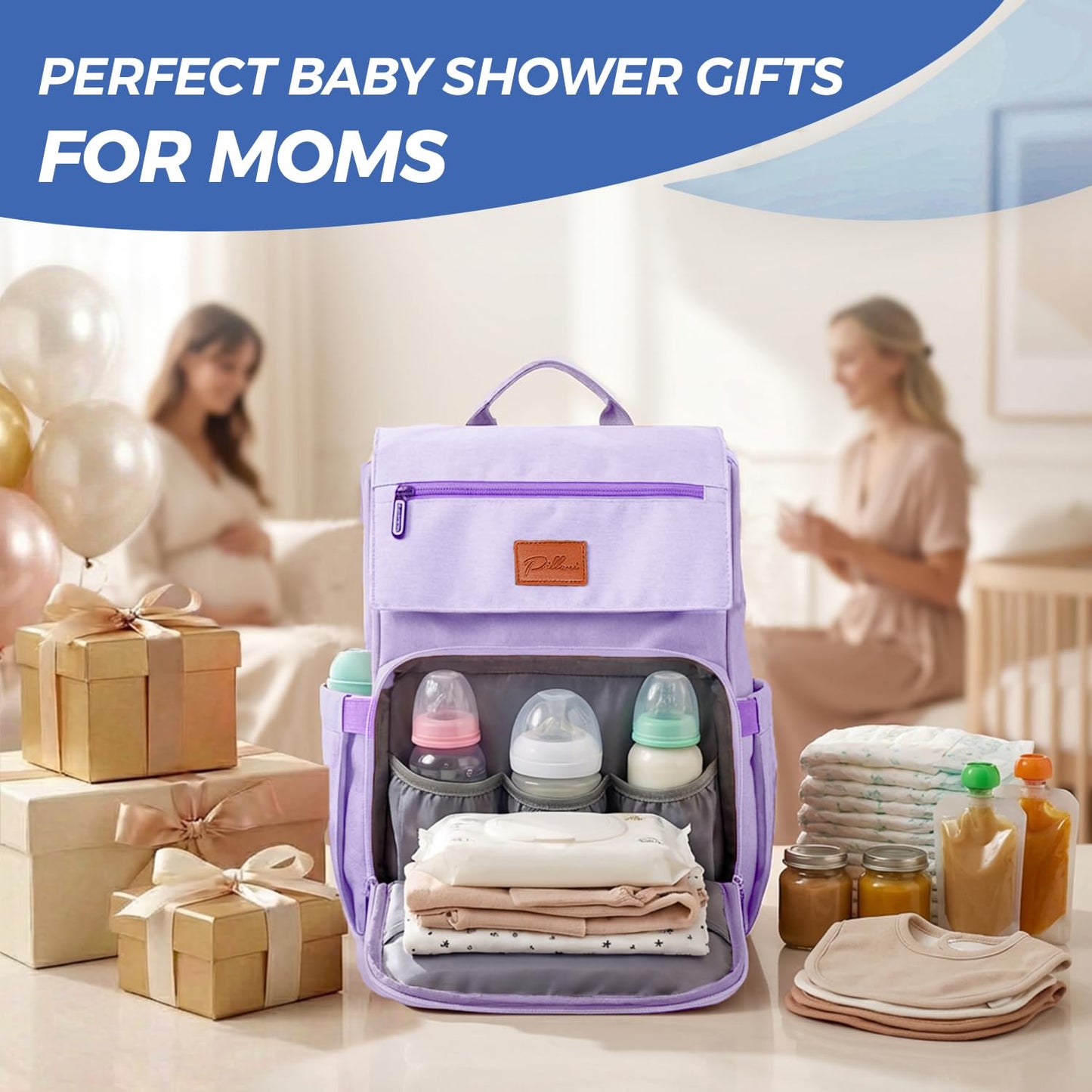 PILLANI Baby Diaper Bag Backpack - Baby Bag for Girls & Boys, Large Waterproof Toddler Diaper Backpack - Baby Shower Gifts & Registry Must Haves - Travel Diaper Bags with Changing Pad - Newborn Stuff