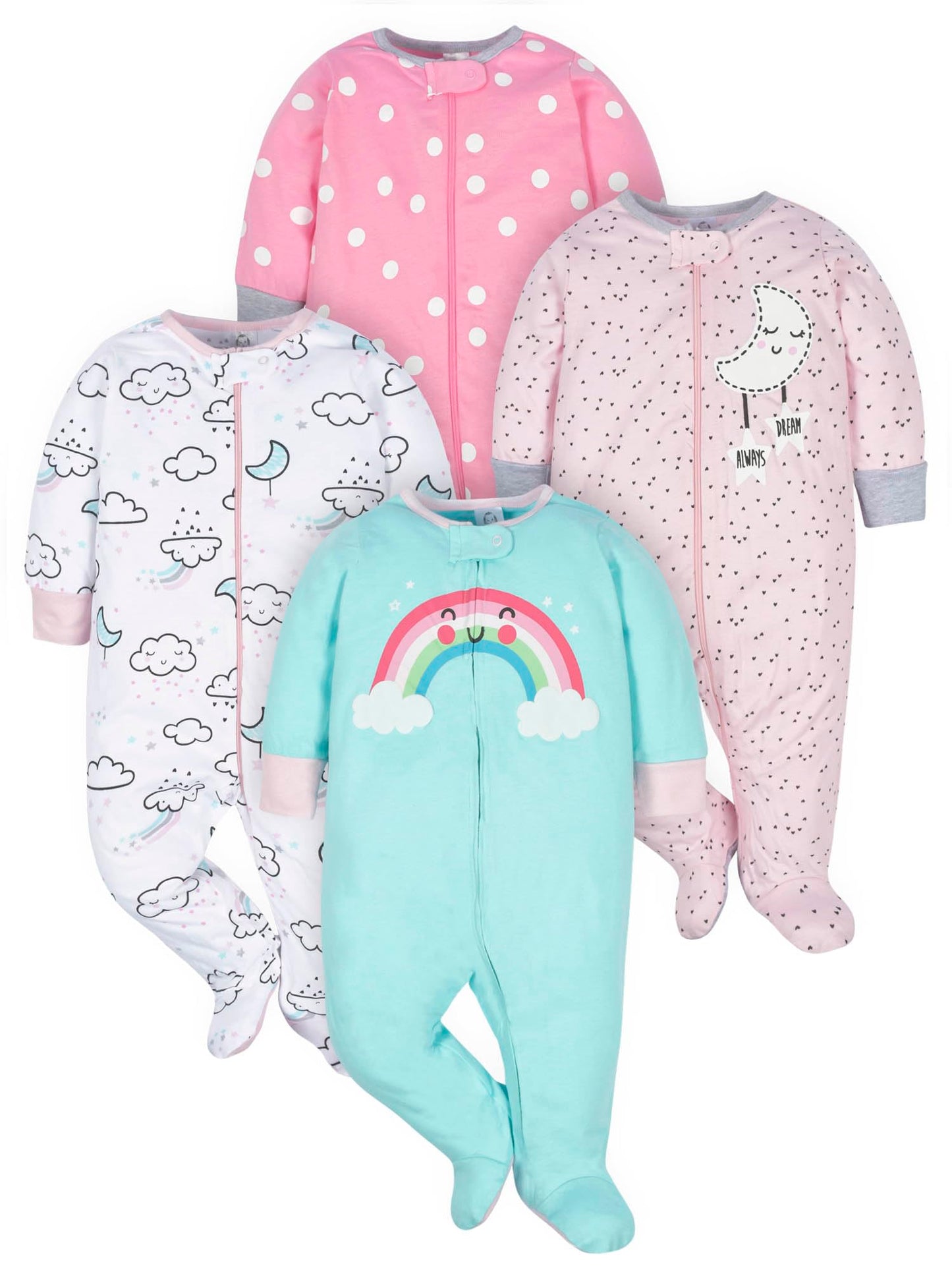 Gerber Baby-Girls 4 Pack Sleep 'N Play Footie