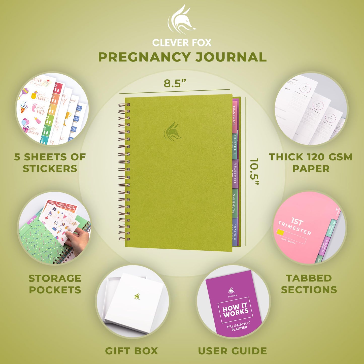 Clever Fox Pregnancy Journal & Memory Book - Pregnancy Planner & Notebook for Expecting Moms – Baby Keepsake, First Time Moms Gift (Lavender, 9" x 10.5")
