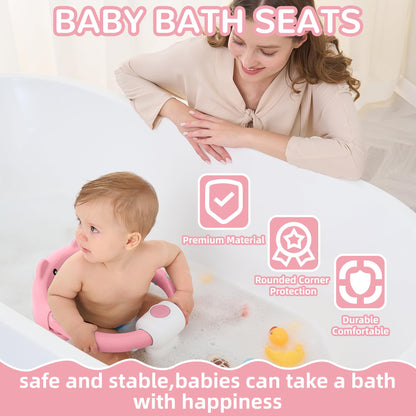 Baby Bath Seat for Babies 6 Months & up, Non-Slip Toddler Bath Seats for Babies Sitting Up, Safe Infant & Newborn Bathtub Chair with 4 Suction Cups & Soft Cushion for Shower,Blue