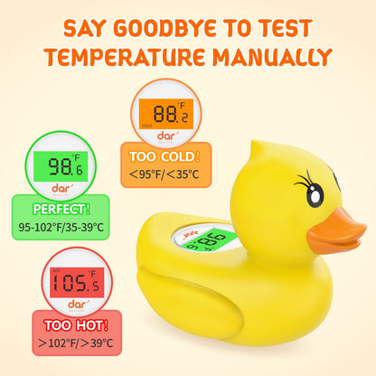 Baby Bath Thermometer, Digital Water Temperature Thermometers with 3 Color Backlit and Temperature Warning, Safety Bath Tube Thermometers Floating Toy for Infant, Toddler