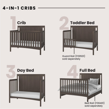 Child Craft Scout 4-in-1 Convertible Baby Crib Nursery Furniture Set - Baby Bed, Dresser with Changing Table Topper, Glider Chair, and Toy Box for Babies, Toddlers and Kids (4 Piece - Dapper Gray)