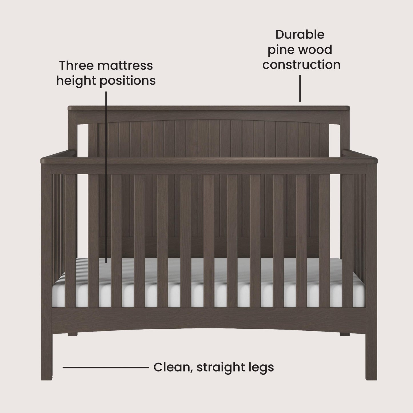 Child Craft Scout 4-in-1 Convertible Baby Crib Nursery Furniture Set - Baby Bed, Dresser with Changing Table Topper, Glider Chair, and Toy Box for Babies, Toddlers and Kids (4 Piece - Dapper Gray)