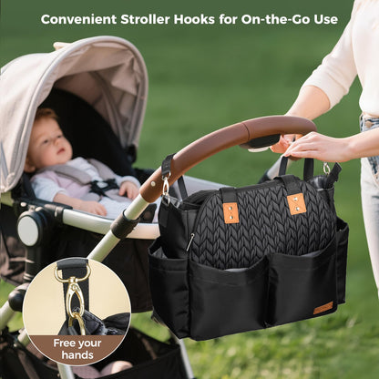 Lekebaby Diaper Bag Tote, 17 Pockets Large Travel Diaper Tote Waterproof with Portable Changing Pad, Mom Crossbody Hospital Bag for Labor Delivery, Baby Essentials for Newborn Gifts, Grey