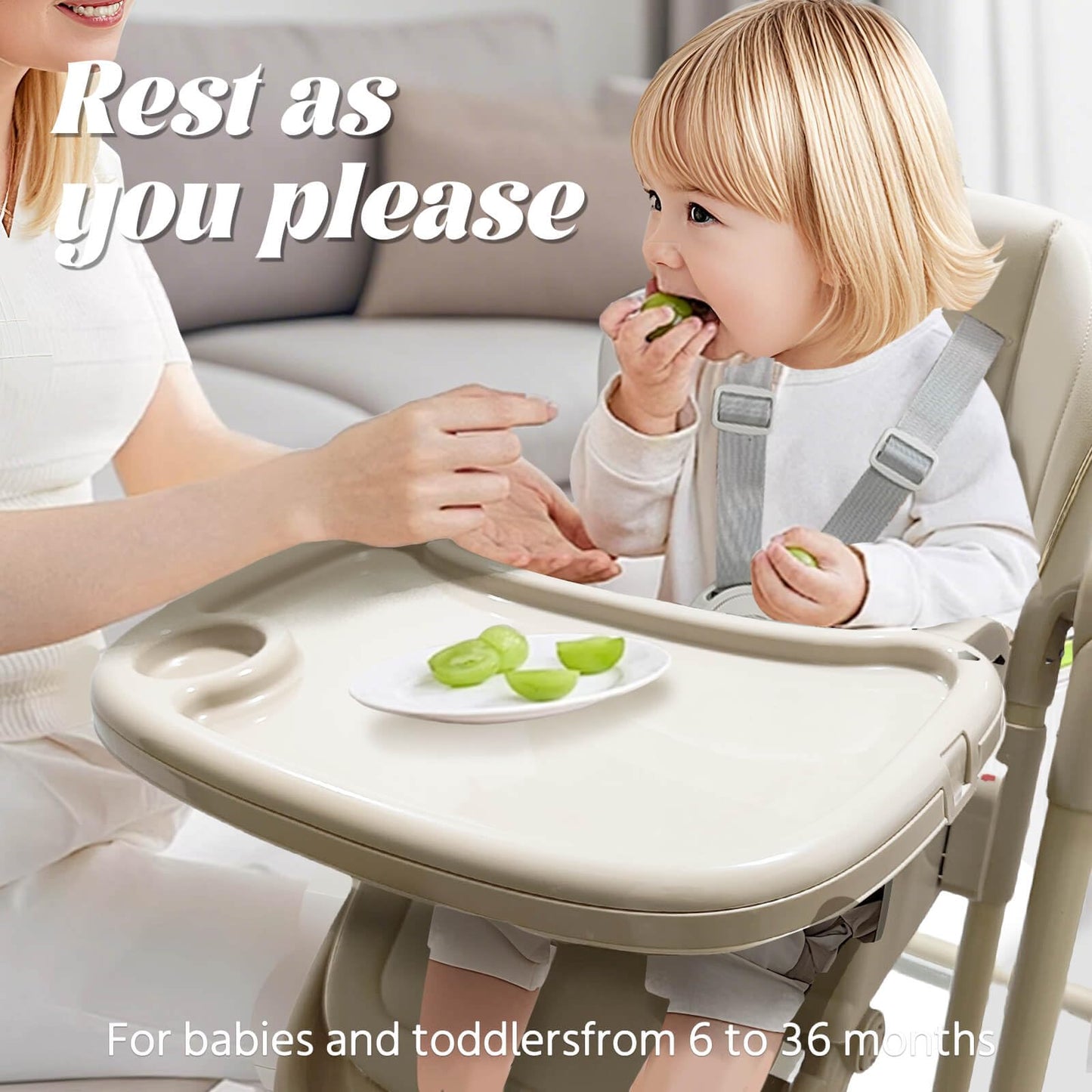 5 in 1 Convertible Baby High Chair Foldable, Baby Swing for Infants to Toddler,Portable Baby Feeding Chair, High Chairs for Babies and Toddlers, Silla de Comer para Bebe(White)