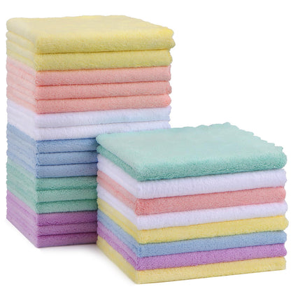 HOMEXCEL Baby Washcloths 24 Pack-Microfiber Coral Fleece Baby Bath Face Towel 7 x 9 Inch Extra Absorbent and Soft Burp Cloth and Wash Cloths for Newborn-Infants and Toddlers-Gentle On Sensitive Skin