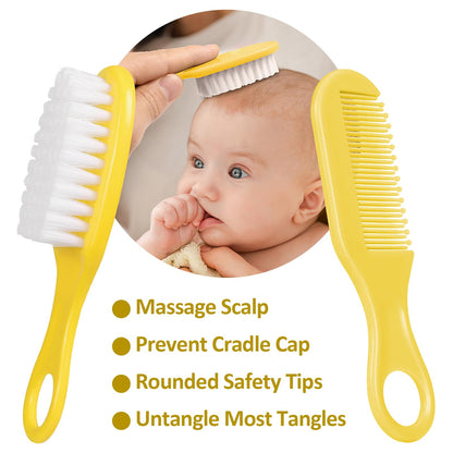 Baby Grooming Kit, Infant Safety Care Set with Hair Brush Comb Nail Clipper Nasal Aspirator,Baby Essentials Kit for Newborn Girls Boys (Pink Baby Grooming kit)