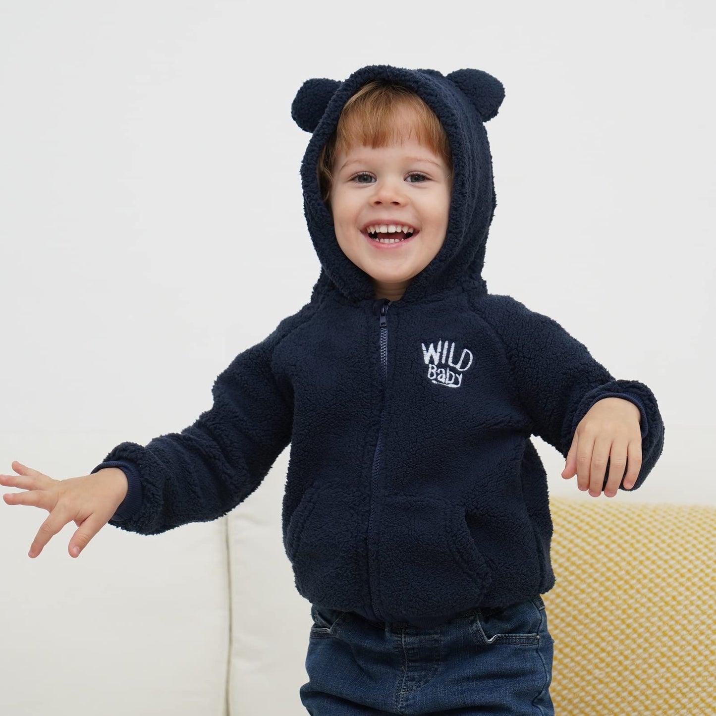 Newborn Infant Baby Boys Girls Cartoon Fleece Hooded Jacket Coat with Ears Warm Todder Kids Outwear Coat Zipper Up 0-6Y