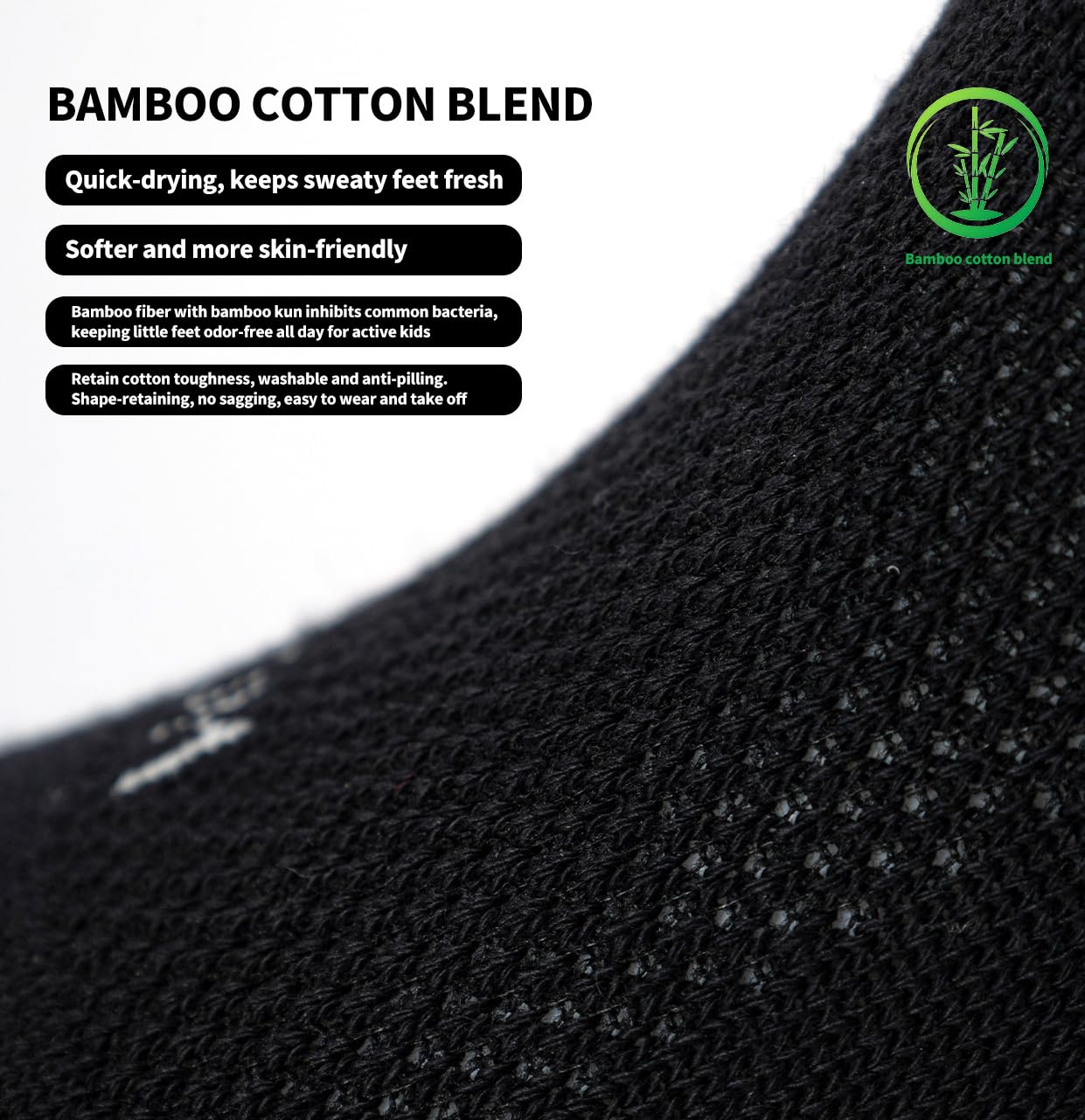 Bamboo Baby Non Slip Ankle Socks - Soft Cotton for Sensitive Skin (6 Pairs, Mixed Colors, Infants-Toddlers-Kids)