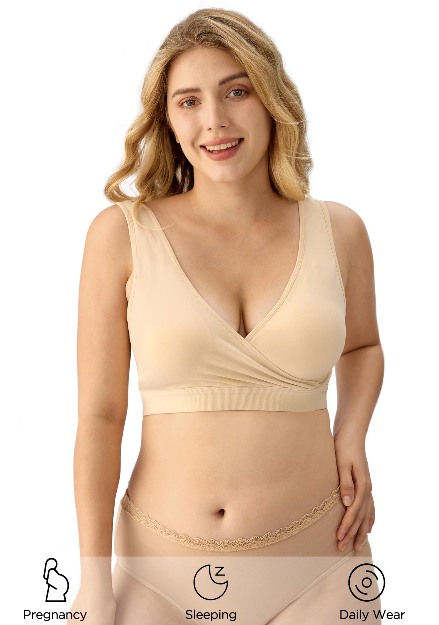 HBselect Nursing Bras for Breastfeeding, Maternity Nursing Sleep Bra Wireless Pregnancy Sleep Bralette 3/5 Pack