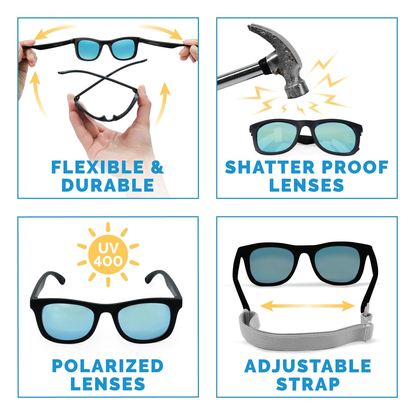 JAN & JUL Baby Toddler Kids’ Flexible UV-400 Polarized Sun-glasses with Strap for Girls Boys