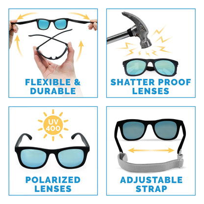 JAN & JUL Baby Toddler Kids’ Flexible UV-400 Polarized Sun-glasses with Strap for Girls Boys