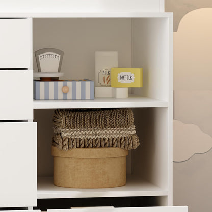 Nursery Dresser with Baby Changing Table, Diaper Changing Tables for Nursery with 5 Drawers & Shelves, Changing Station Nursery Organizer for Bedroom, White (47.6" W x 19.7" D x 36.1" H)