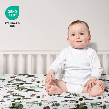 david's kids 3 Pack Fitted Crib Sheets, Ultra Soft Breathable Comfortable Baby Sheet Set for Boys Girls Neutral, 28x52 Inch Fits Standard Crib and Toddler Mattresses, Dinosaur