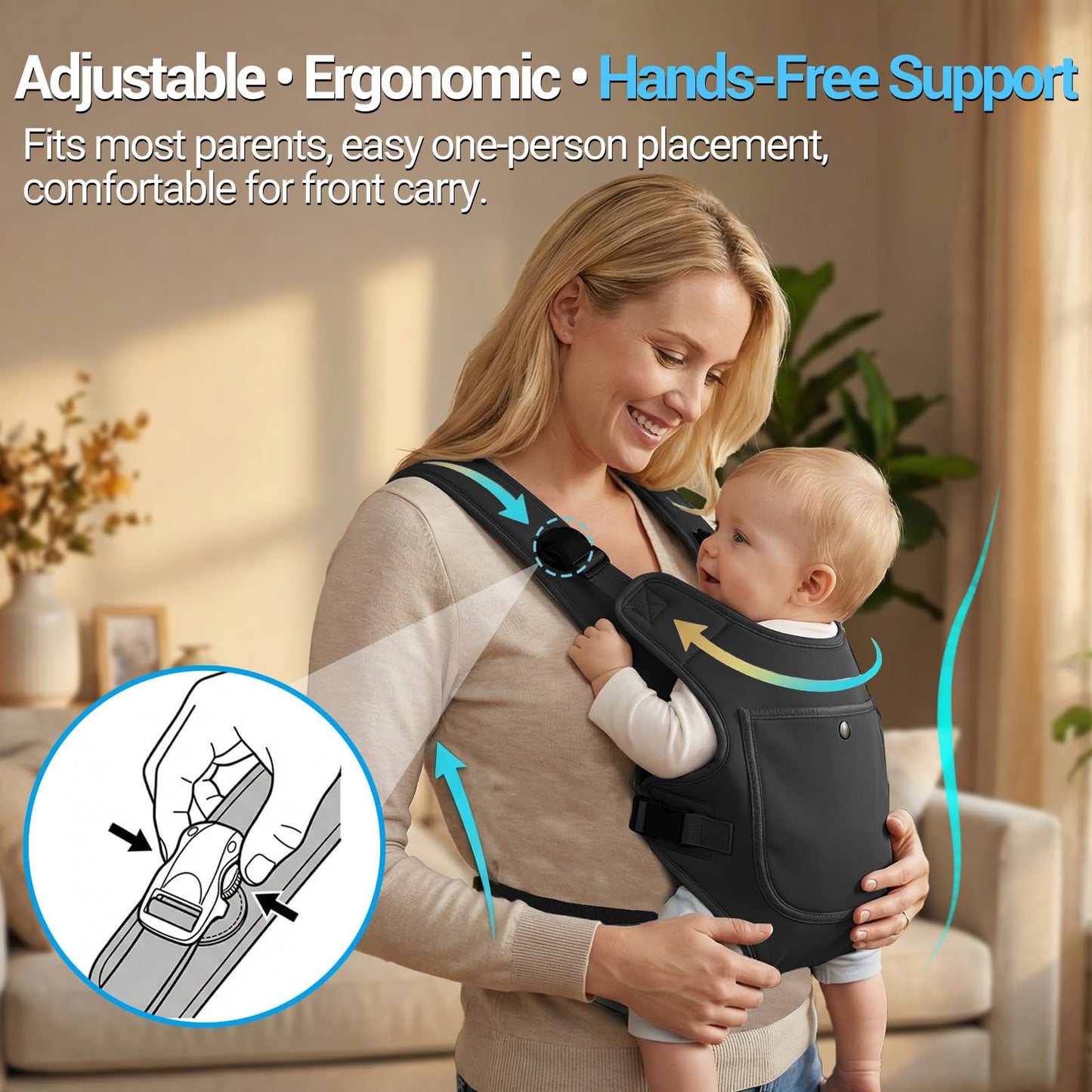 Neoprene Water Baby Carrier Newborn to Toddler, Ergonomic Waterproof Infant Chest Holder with Adjustable Straps, Breathable & Lightweight Baby Wearing Gear for Summer Pool Swimming & Beach