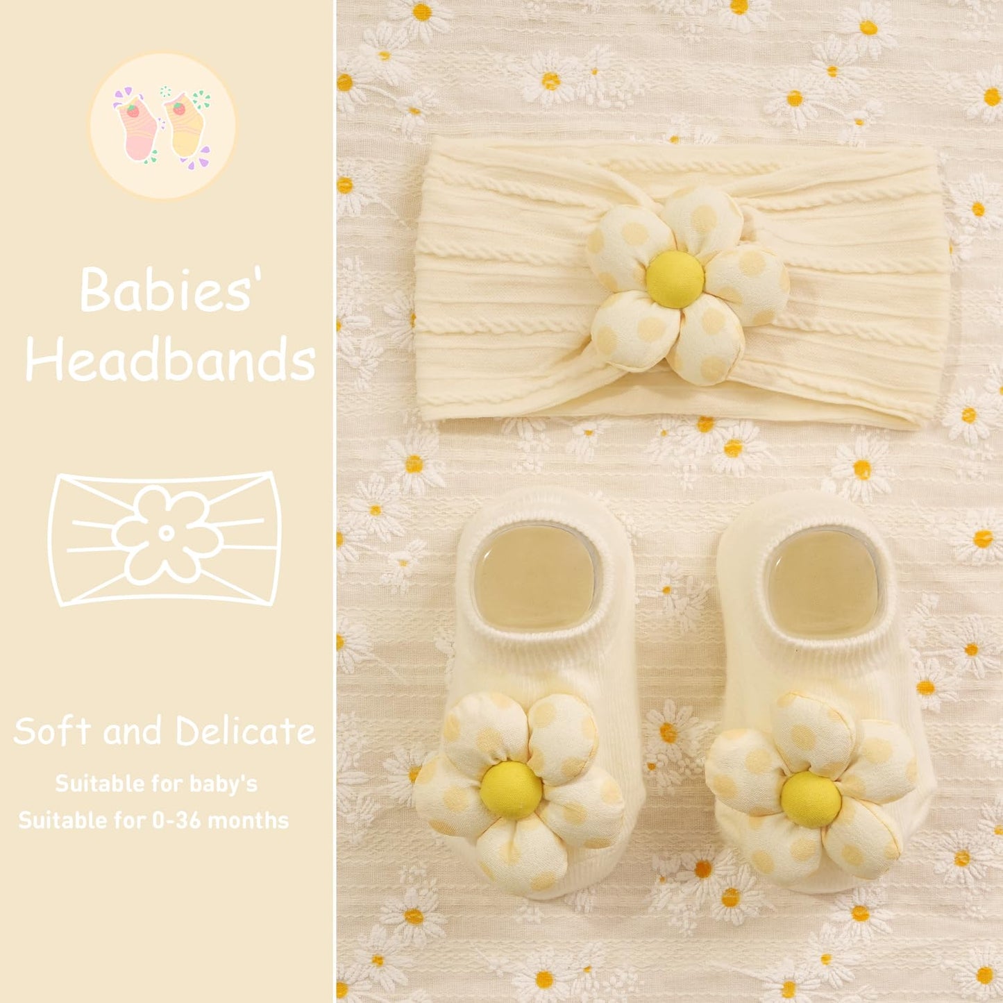 CÉLLOT 5 Pcs Baby Flower Headbands Baby Girls Nylon Headbands Soft Hairbands Hair Accessories for Newborn Infant Toddler Kids