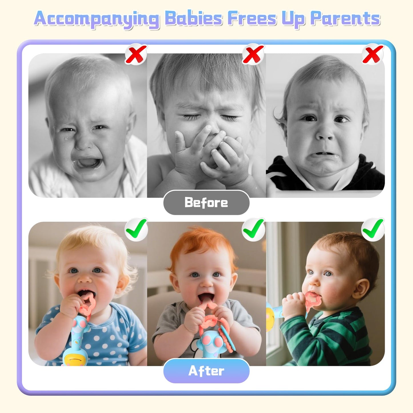 Musical Baby Rattle Toy, Soft Silicone Infant Teething Light-Up Rattle for Sensory Development, Easy Grasp Newborn Toy for 0-3-6-12 Months, Safe Early Learning Gift for Boys Girls
