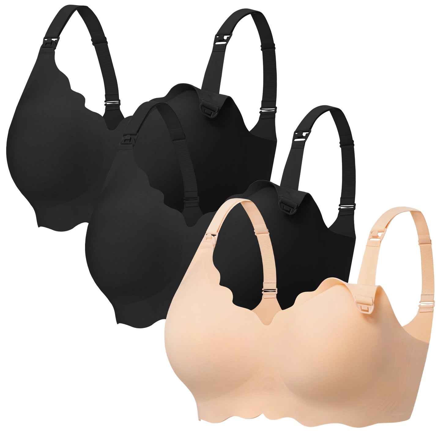Angelhood Nursing Bras for Breastfeeding Ultra Comfort Seamless Maternity Bra Pack Wireless Pregnancy Bralette Bra Extender