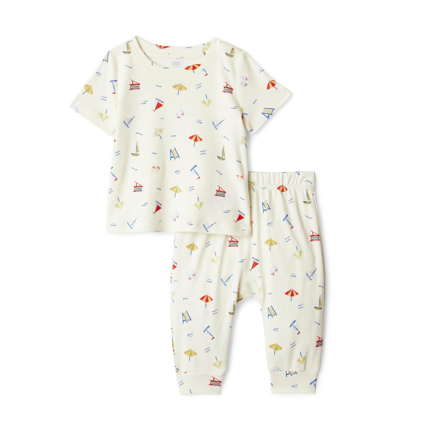 Amazon Essentials x Sofia Grainge Unisex Toddlers and Babies' Cotton Knit Short Sleeve Shirt & Pants Set