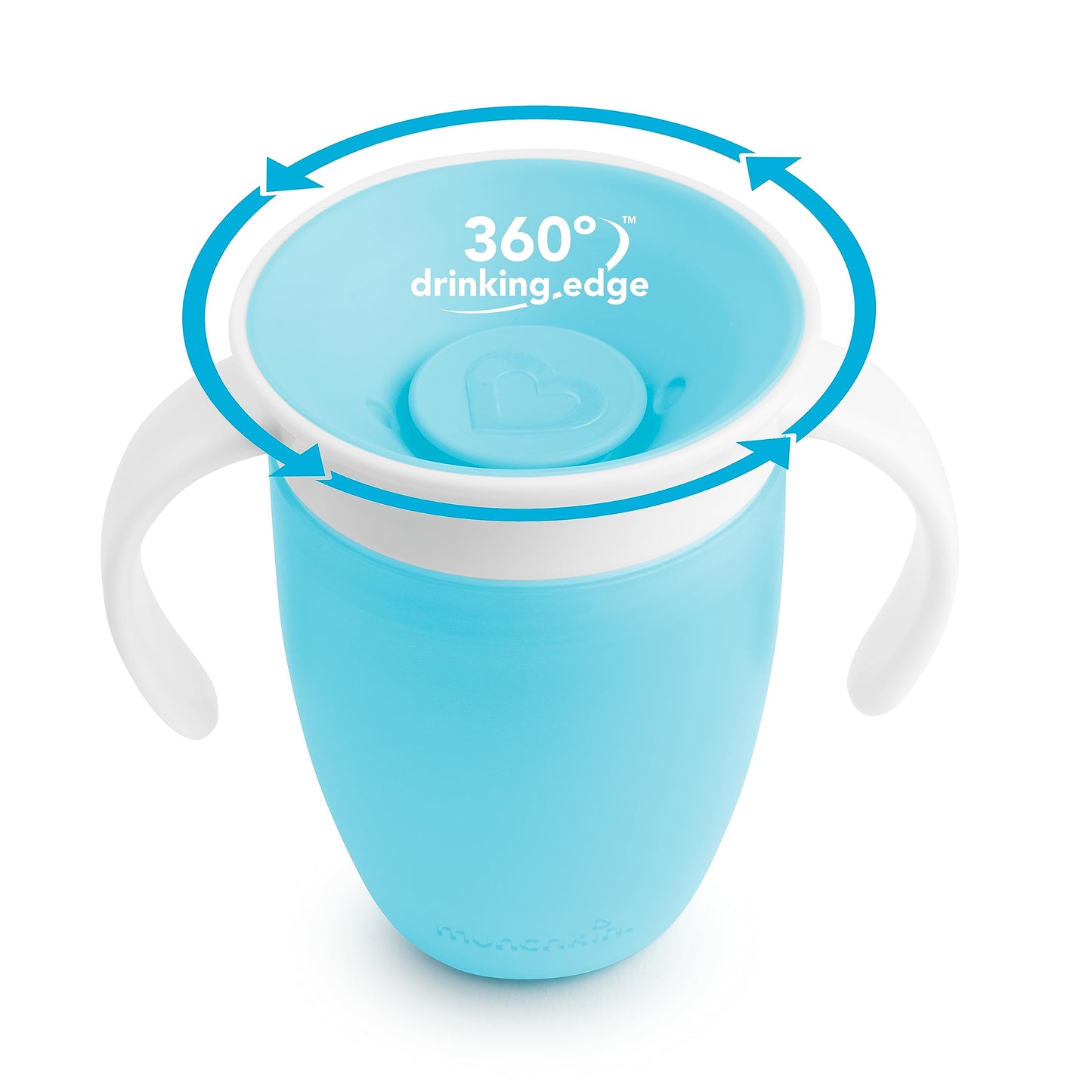 Munchkin Miracle 360 Sippy Cup for 6 Month Old, Spill Proof Baby and Toddler Cups with Transition Handles, 7 Ounce, 2 Pack, Blue/Green