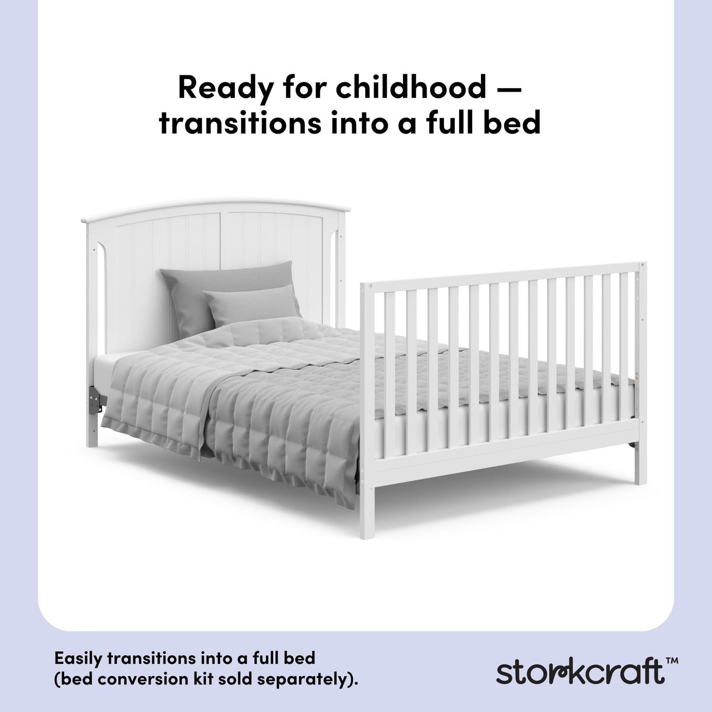 Storkcraft Steveston 5-in-1 Convertible Crib & Changer – GREENGUARD Gold Certified, Fits Standard Crib Mattress, Converts to Toddler Bed and Full Bed, 4 Adjustable Mattress Heights (Gray)