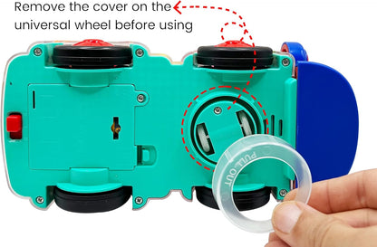 Transparent Sensory Train Toy -Interactive Light up Toys for Kids- Musical Train Toys with LED Light for Toddlers- Colorful Moving Gears- Tummy Time Crawling Baby Toy