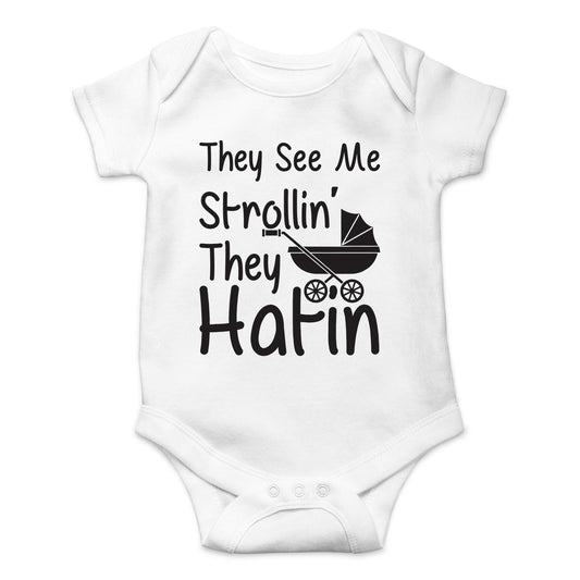 AW Fashions They See Me Strolli' They Hatin Bodysuit Newborn Boy Outfits Cute Romper Baby Girl Clothes