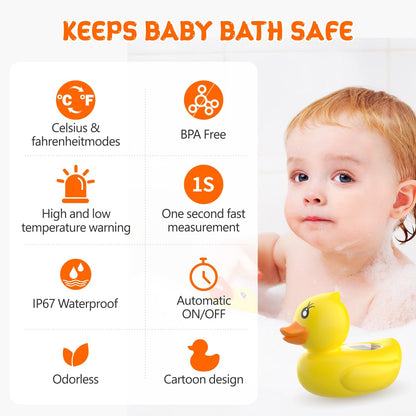 Baby Bath Thermometer, Digital Water Temperature Thermometers with 3 Color Backlit and Temperature Warning, Safety Bath Tube Thermometers Floating Toy for Infant, Toddler