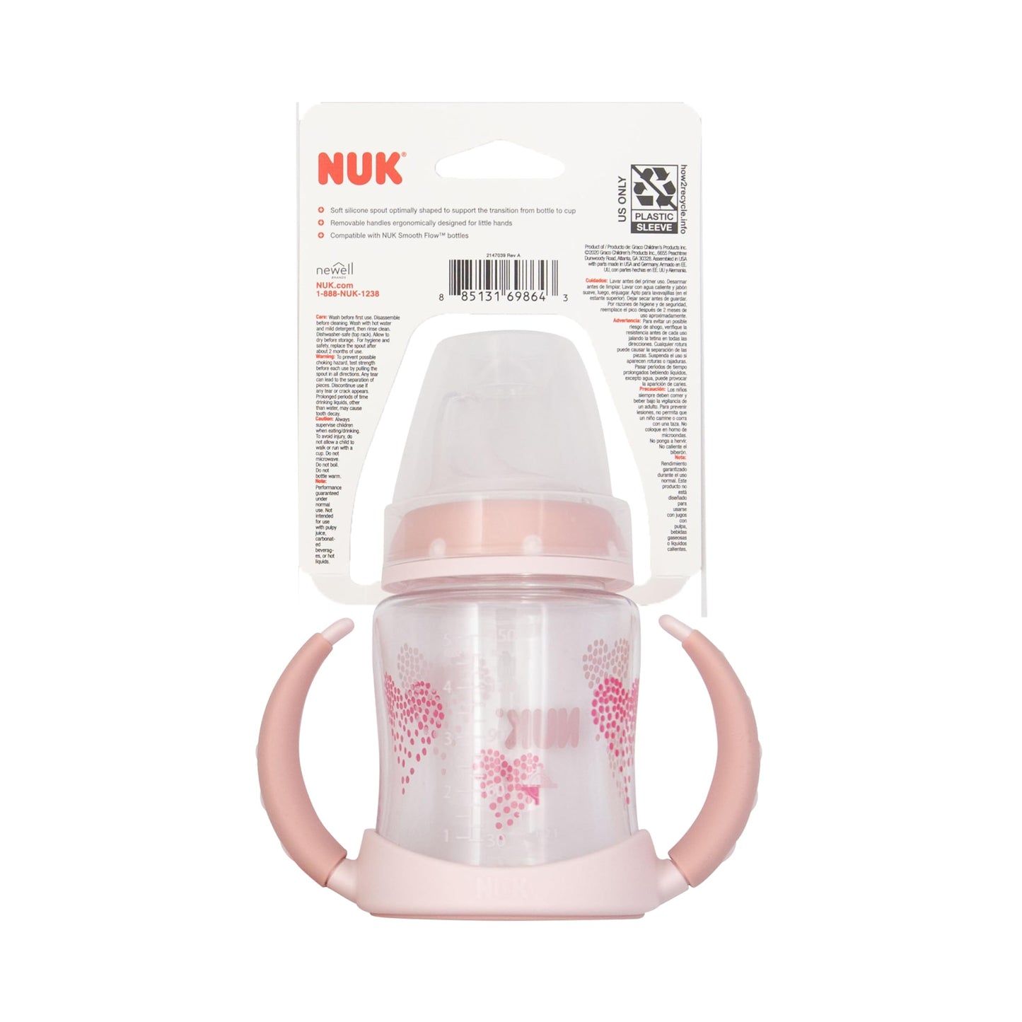 NUK Learner Cup, 6+ Months, Fun Fruits and Animals, Amazon Exclusive Collection, 5 Oz, Pack of 2 – BPA Free, Soft Spout, Spill Proof Sippy Cup