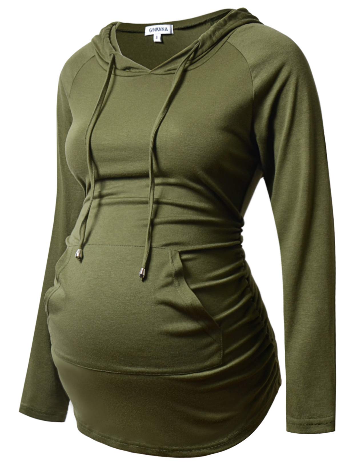 GINKANA Maternity Hoodie Long Sleeves Shirts Casual Maternity Top Pregnancy Sweatshirt Casual Clothes
