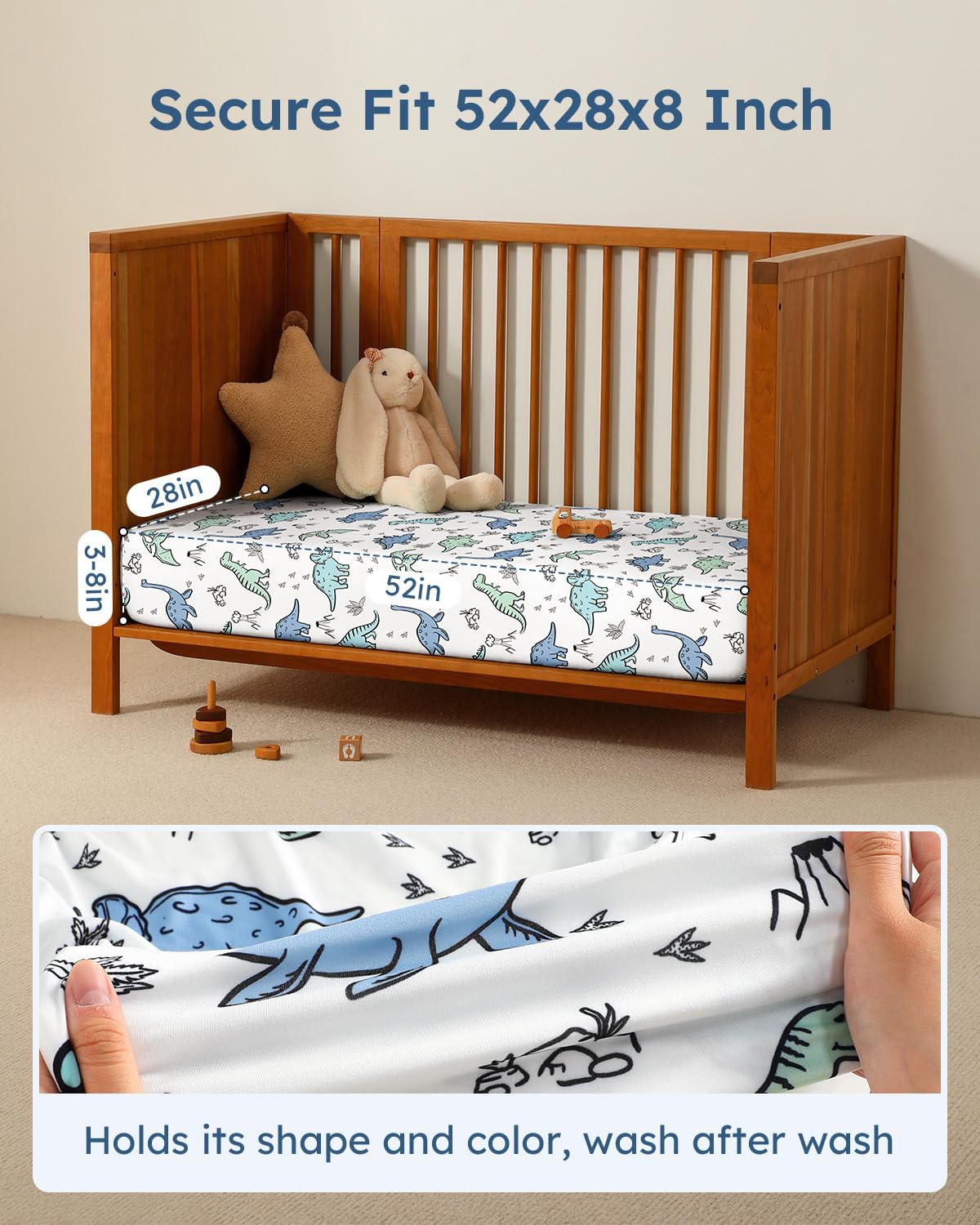 Unnivoll Baby Crib Sheets for Boys Girls, 28x52x8in Fitted Crib Sheet Neutral 3 Pack for Standard Crib and Toddler Mattress, Breathable Soft Microfiber Baby Sheet Blue Gray Planet